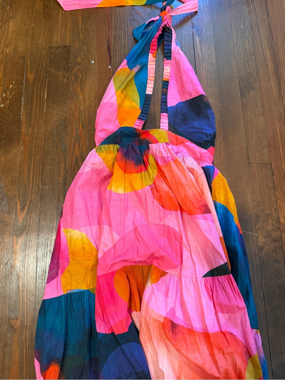Oliphant Sz L Multicolor Halter Maxi Dress
